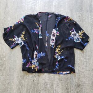 Forever21 Black Floral Kimono.